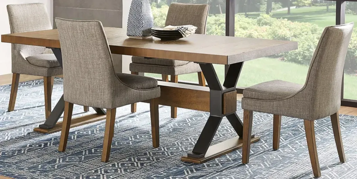 Hazelnut Woods Brown 5 Pc Dining Room with Upholstered Chairs