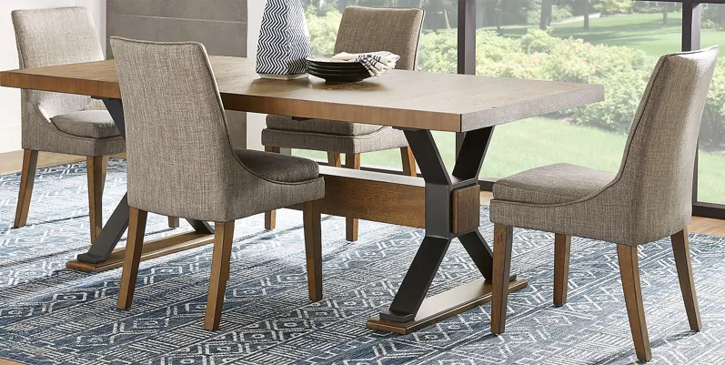 Hazelnut Woods Brown 5 Pc Dining Room with Upholstered Chairs