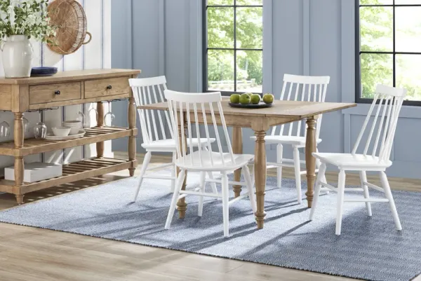 Winsor Natural 5 Pc Drop Leaf Dining Room with White Chairs
