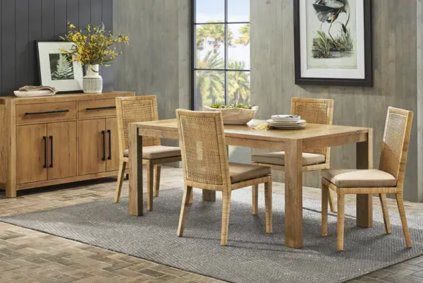 Ithaca Natural 5 Pc Dining Room with Rattan Side Chairs