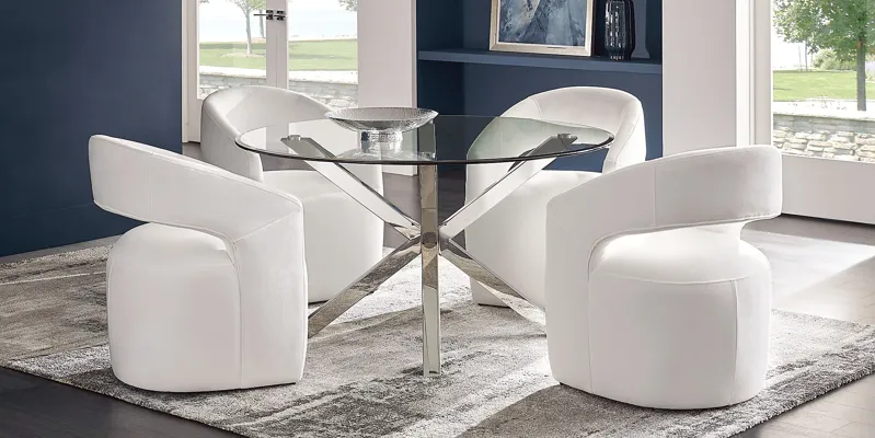 Jules Gray 5 Pc Dining Room with White Side Chairs