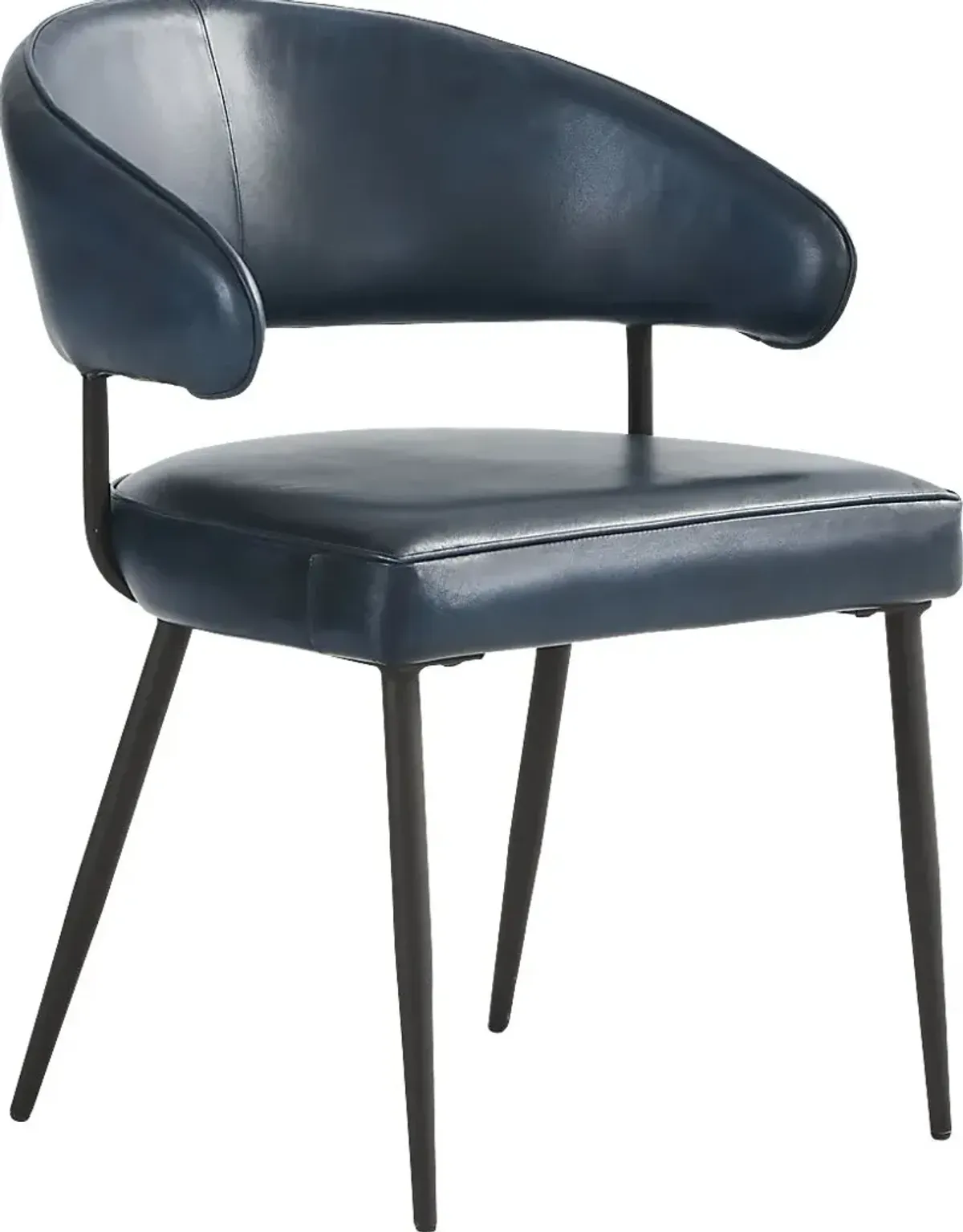 Cedona View Navy Leather Side Chair