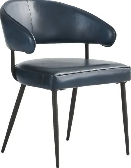 Cedona View Navy Leather Side Chair