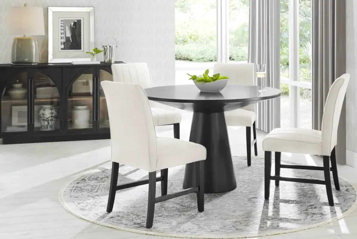 Kendall Black 5 Pc 48" Round Dining Room with White Side Chairs