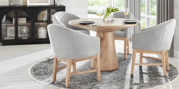 Kendall Natural 5 Pc 48" Round Dining Room with Gray Arm Chairs