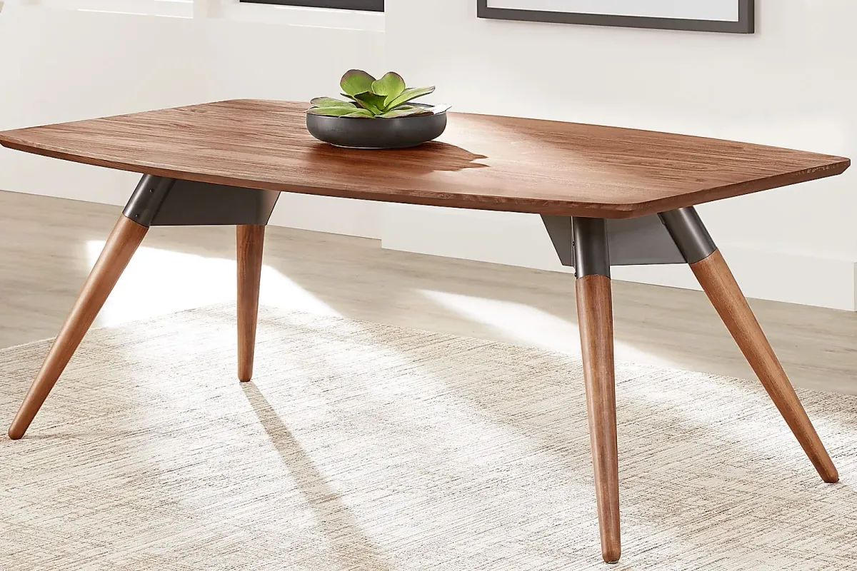 Bergen Boulevard Walnut 5 Pc Dining Room with Navy Chairs