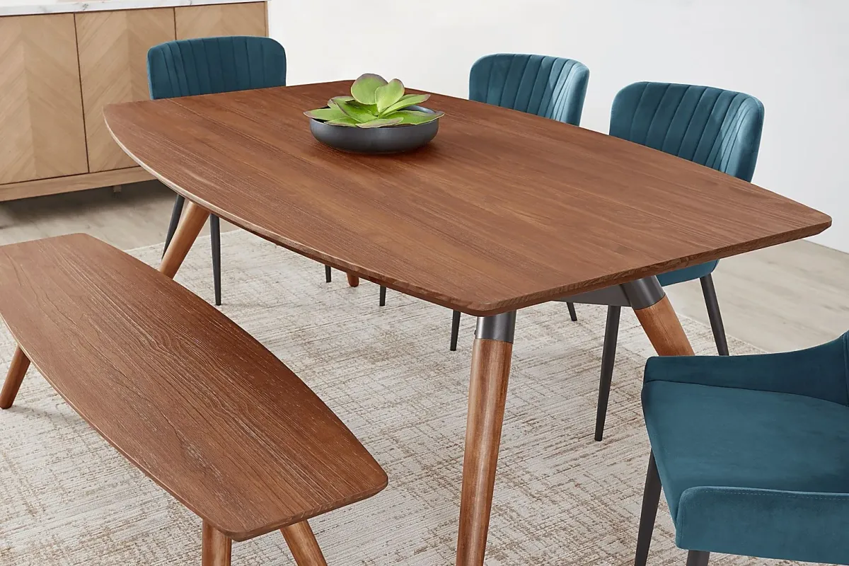 Bergen Boulevard Walnut 5 Pc Dining Room with Emerald Chairs