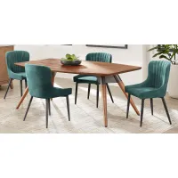 Bergen Boulevard Walnut 5 Pc Dining Room with Ink Chairs