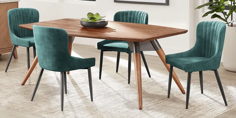 Bergen Boulevard Walnut 5 Pc Dining Room with Ink Chairs