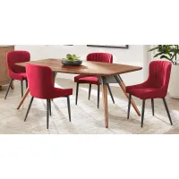 Bergen Boulevard Walnut 5 Pc Dining Room with Bordeaux Chairs