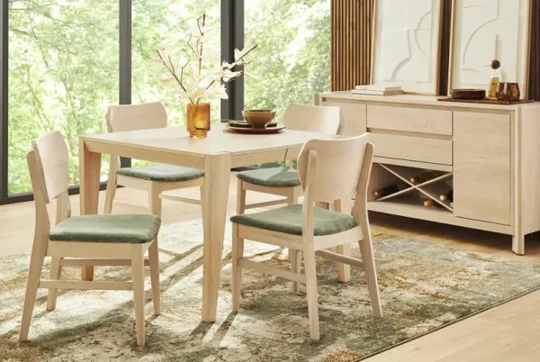 Julian Natural 5 Pc Square Dining Room with Panel Back Chairs