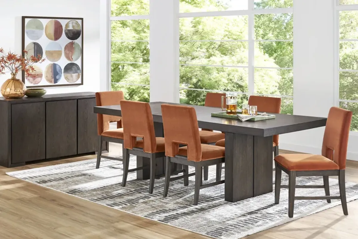 Angelica Brown 7 Pc Dining Room with Orange Side Chairs