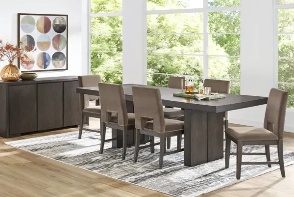 Angelica Brown 7 Pc Dining Room with Gray Side Chairs