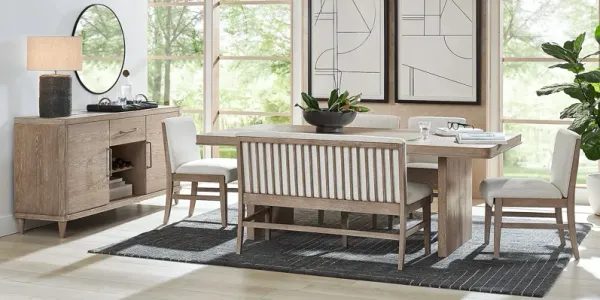 Portsmouth Natural 6 Pc Dining Room with Natural Chairs and Bench