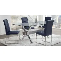 Wyndhall Chrome 5 Pc Rectangle Dining Room with Midnight Chairs