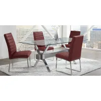 Wyndhall Chrome 5 Pc Rectangle Dining Room with Bordeaux Chairs