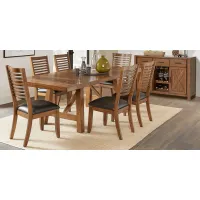 Acorn Cottage Brown 7 Pc Dining Room with Ladder Back Chairs