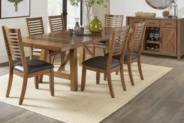 Acorn Cottage Brown 7 Pc Dining Room with Ladder Back Chairs