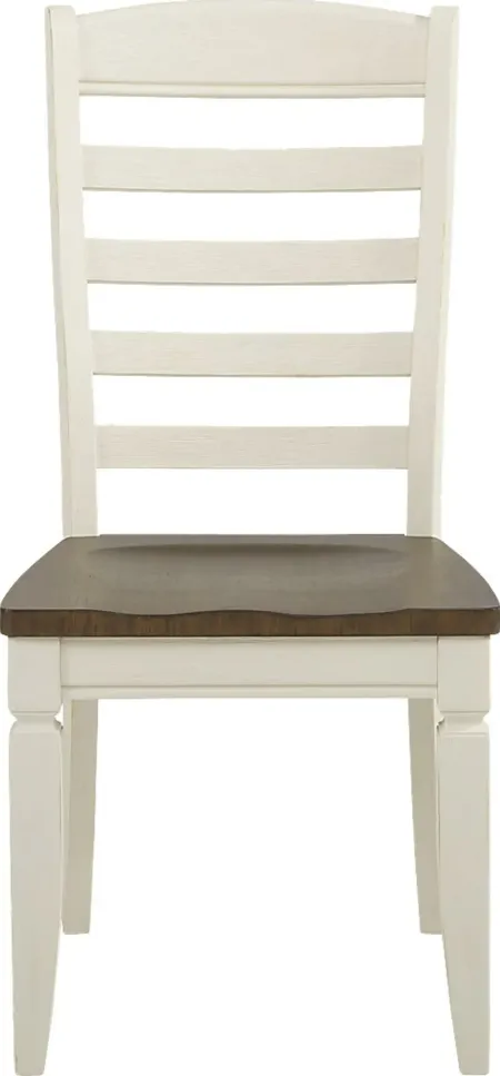 Country Lane Antique White Ladder Back Side Chair