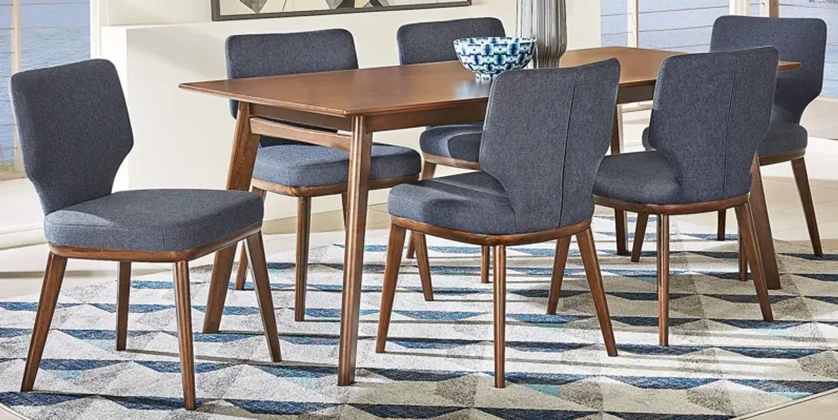 Genaro Brown 5 Pc Dining Room with Blue Chairs