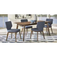 Genaro Brown 5 Pc Dining Room with Blue Chairs