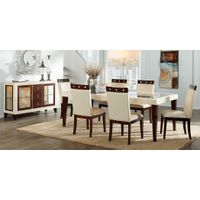 Savona Ivory 7 Pc Rectangle Dining Room with Wood Top Chairs