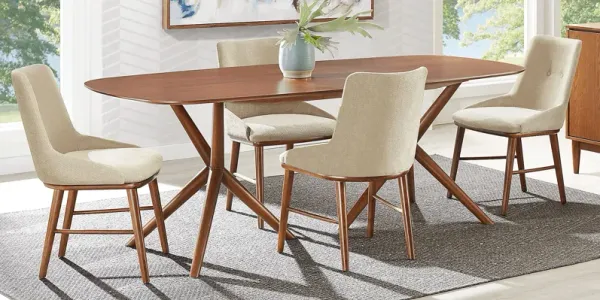 Millbrook Point Walnut 6 Pc Dining Room with Beige Chairs