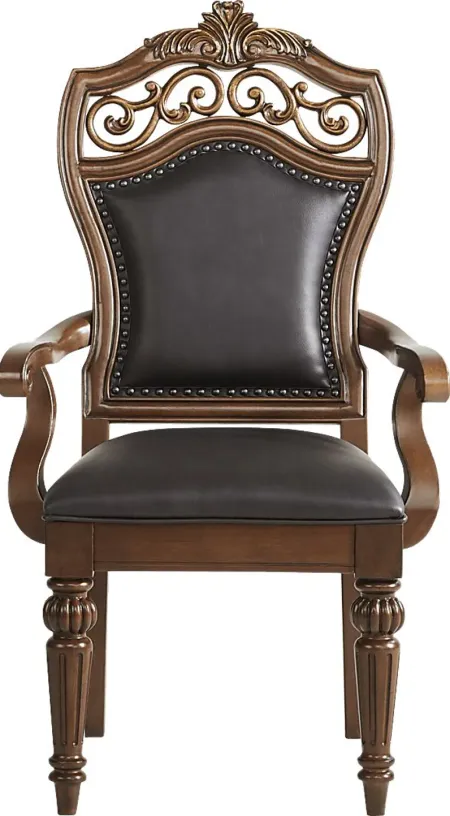 Handly Manor Pecan Upholstered Arm Chair