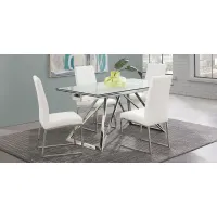 Zenica Silver 5 Pc Rectangle Dining Room with Jules Off-White Side Chairs
