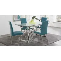 Zenica Silver 5 Pc Rectangle Dining Room with Jules Ocean Side Chairs