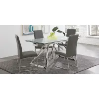 Zenica Silver 5 Pc Rectangle Dining Room with Jules Charcoal Side Chairs