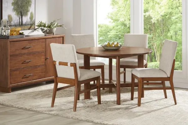 Surrey Ellis Brown 5 Pc Round Dining Room with Upholstered Chairs