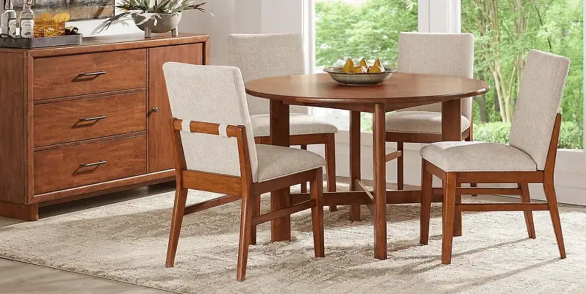 Surrey Ellis Brown 5 Pc Round Dining Room with Upholstered Chairs