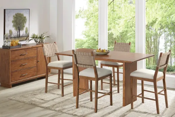 Surrey Ellis Brown 6 Pc Counter Height Dining Room with Strap Back Stools