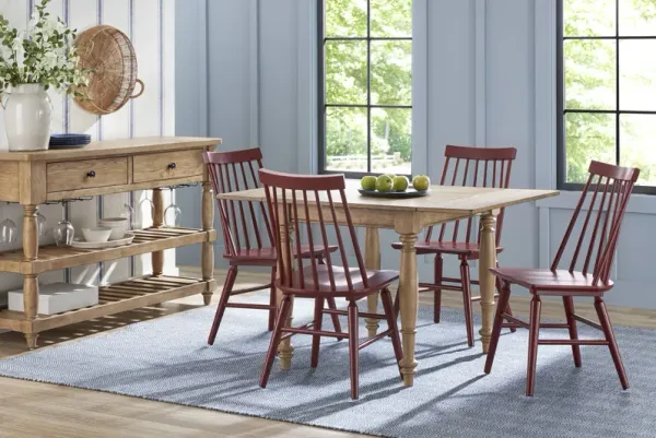 Winsor Natural 5 Pc Drop Leaf Dining Room with Red Chairs