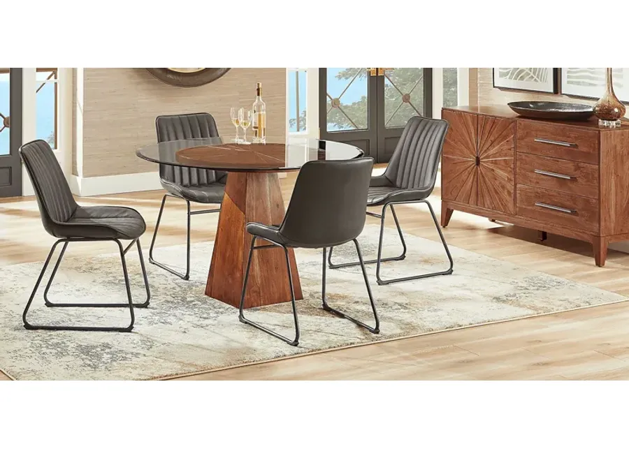 Cedona View Natural 5 Pc Dining Room with Gray Chairs