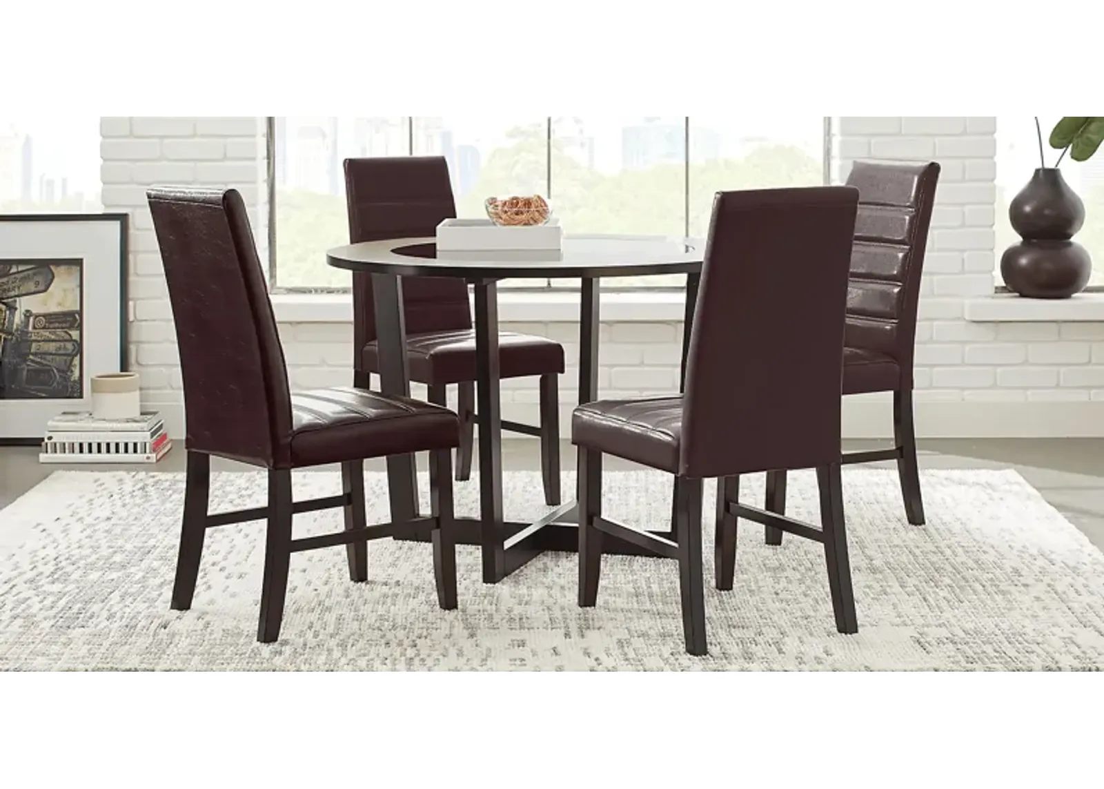 Mabry Espresso 5 Pc Dining Set with Brown Chairs