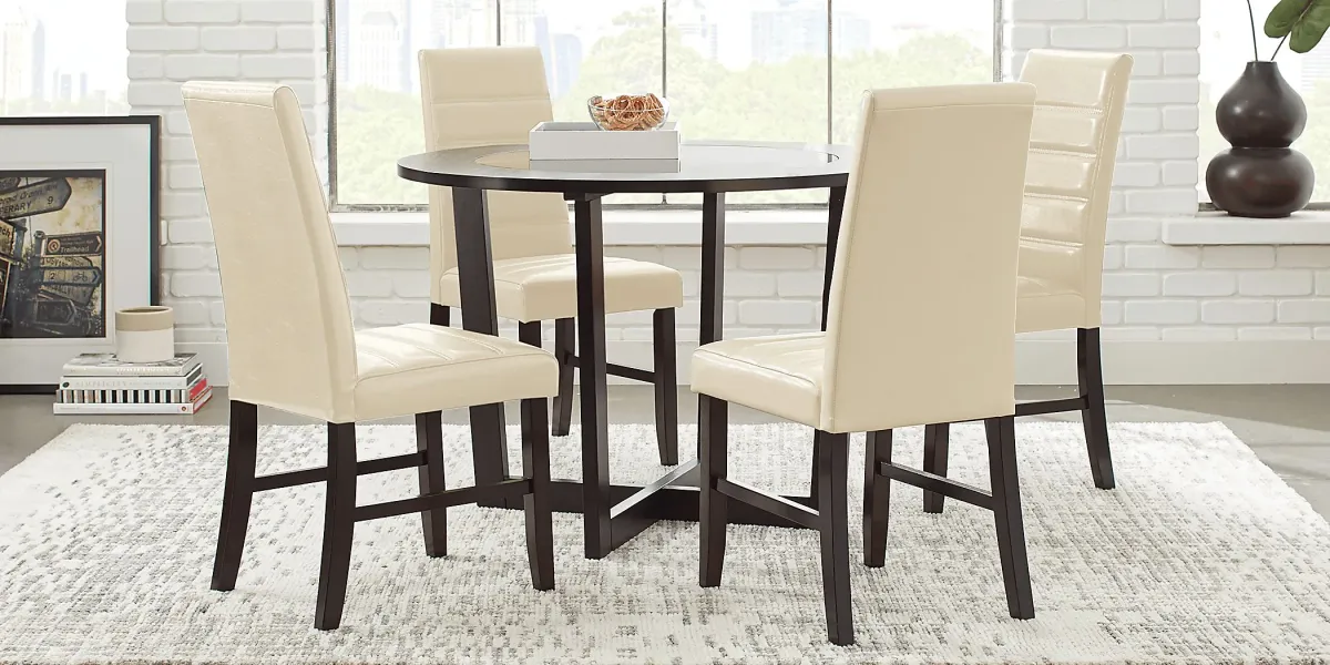 Mabry Espresso 5 Pc Dining Set with Cream Chairs