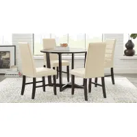 Mabry Espresso 5 Pc Dining Set with Cream Chairs