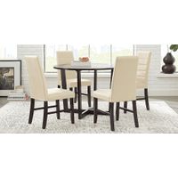 Mabry Espresso 5 Pc Dining Set with Cream Chairs