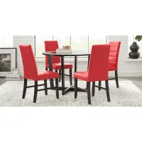 Mabry Espresso 5 Pc Dining Set with Red Chairs