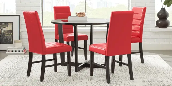 Mabry Espresso 5 Pc Dining Set with Red Chairs
