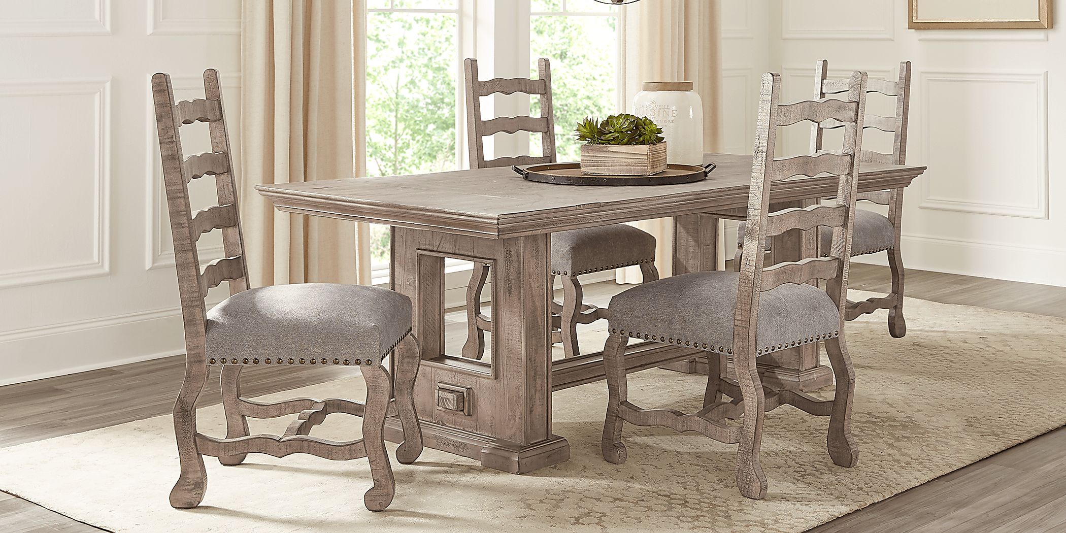 Cindy Crawford Home Pine Manor Gray 5 Pc 102 in. Dining Room