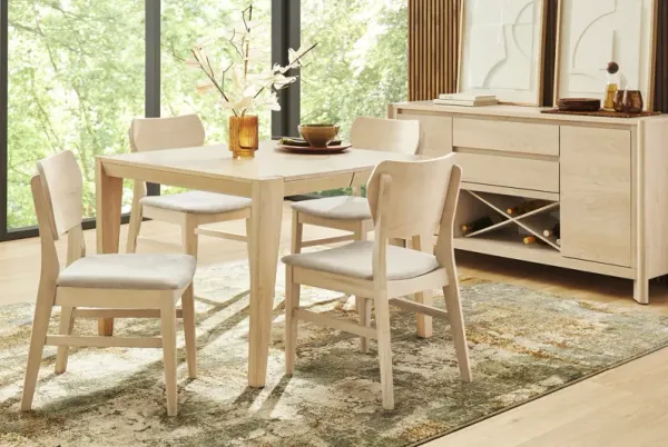 Julian Natural 5 Pc Square Dining Room with Panel Back Chairs