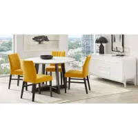Jarvis White 5 Pc Round Dining Room with Yellow Side Chairs