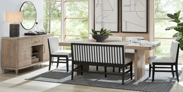 Portsmouth Natural 6 Pc Dining Room with Black Chairs and Bench