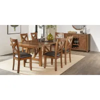 Acorn Cottage Brown 7 Pc Dining Room with X-Back Chairs