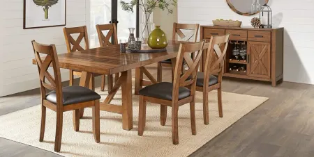 Acorn Cottage Brown 7 Pc Dining Room with X-Back Chairs