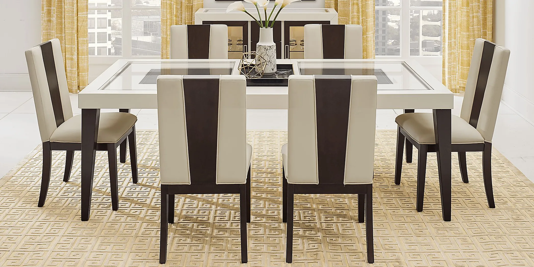 Savona Ivory 7 Pc Rectangle Dining Room with Wood Back Chairs