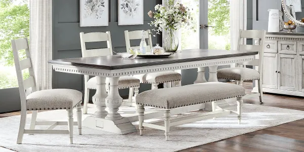 Crestwell Manor White 6 Pc 101 in. Dining Room